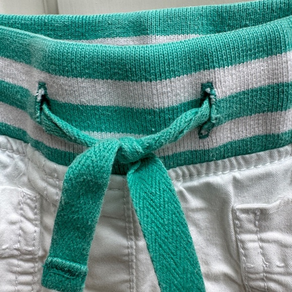 Mini Boden 3T Girls White & Teal Stripe Band Casual Capri Pants - Picture 3 of 5